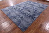Grey Contemporary Hand Knotted Wool & Silk Area Rug - 9' 0" X 12' 0" - Golden Nile