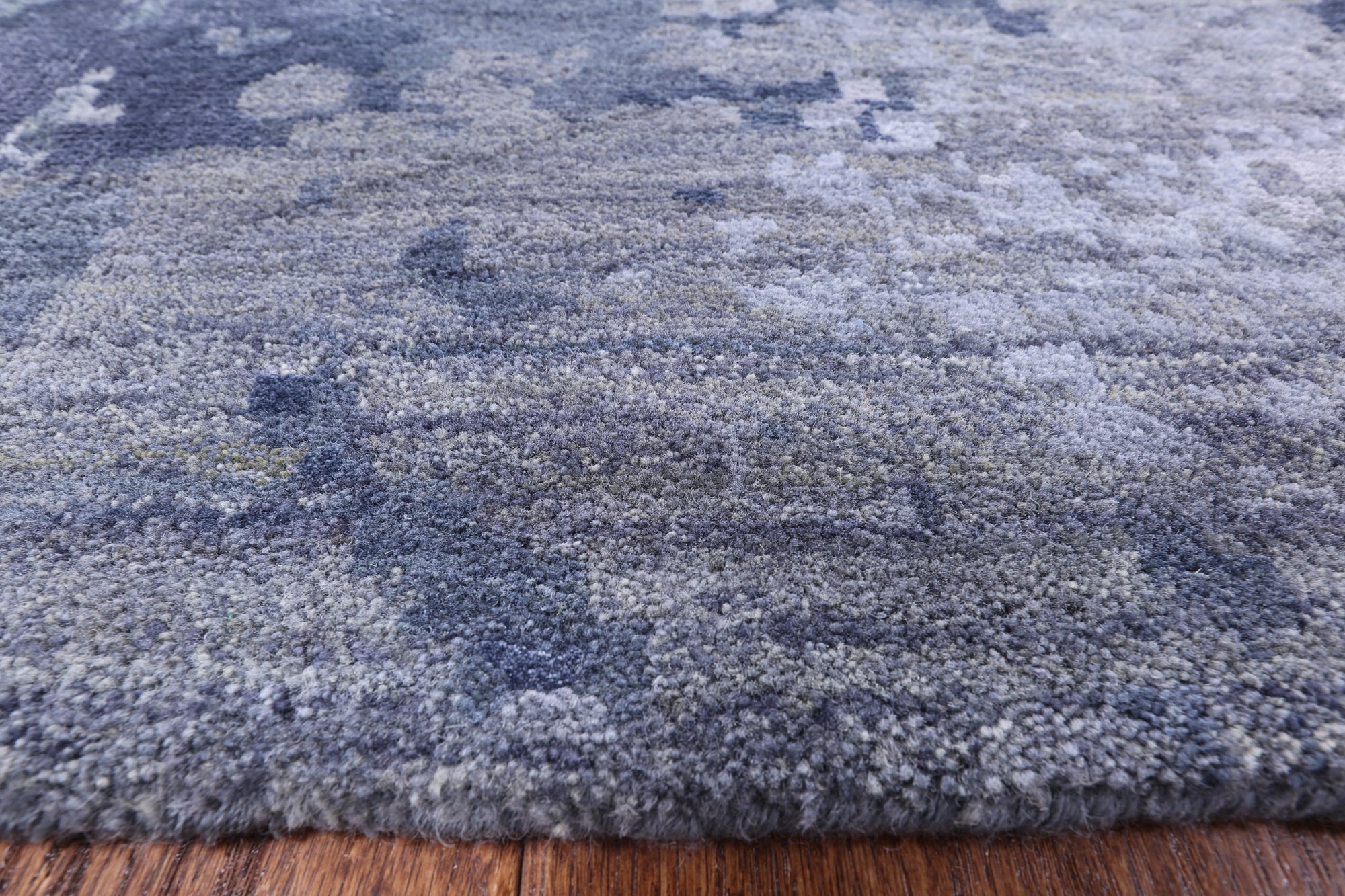 Grey Contemporary Hand Knotted Wool & Silk Area Rug - 9' 0" X 12' 0" - Golden Nile