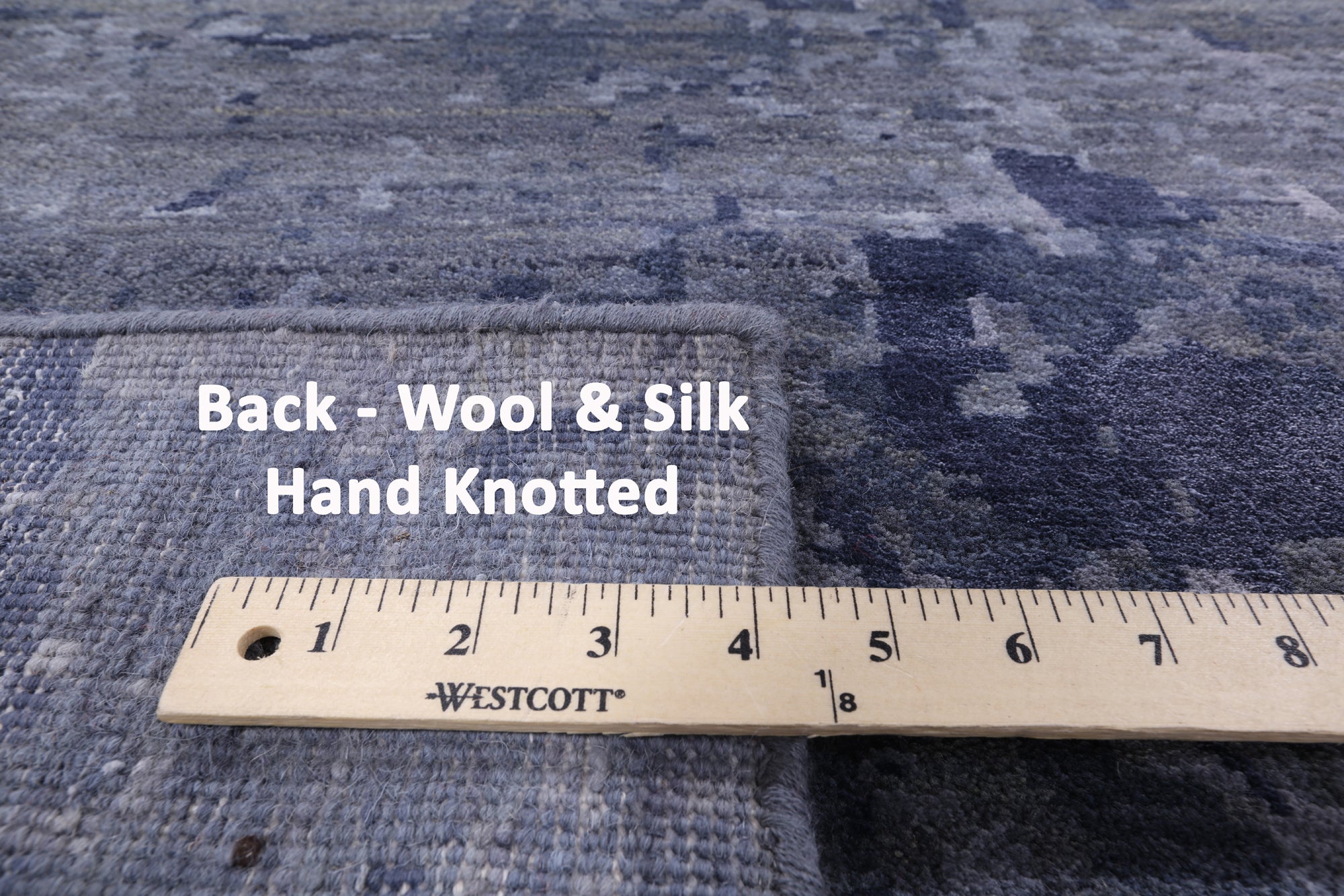 Grey Contemporary Hand Knotted Wool & Silk Area Rug - 9' 0" X 12' 0" - Golden Nile