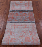 Grey Persian Hand Knotted Wool & Silk Runner Rug - 2' 7" X 10' 0" - Golden Nile