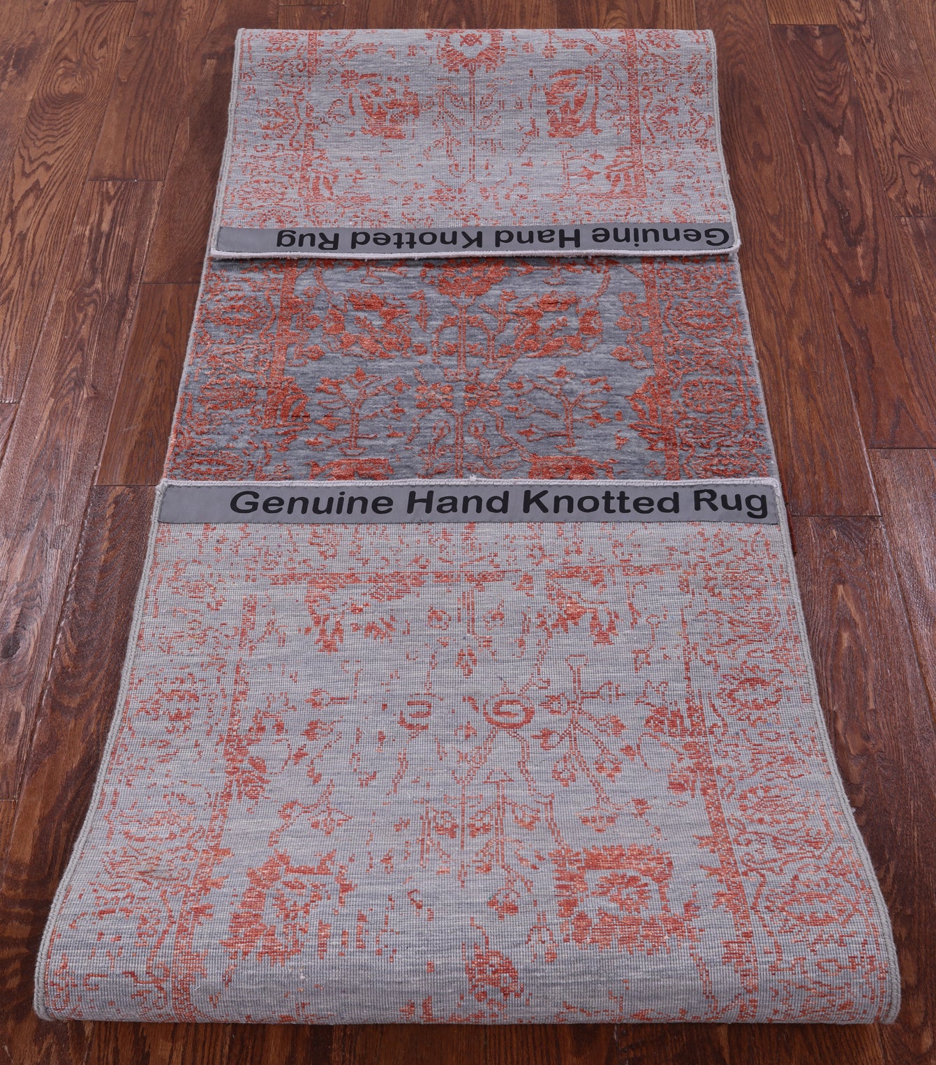 Grey Persian Hand Knotted Wool & Silk Runner Rug - 2' 7" X 10' 0" - Golden Nile