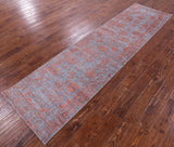 Grey Persian Hand Knotted Wool & Silk Runner Rug - 2' 7" X 10' 0" - Golden Nile