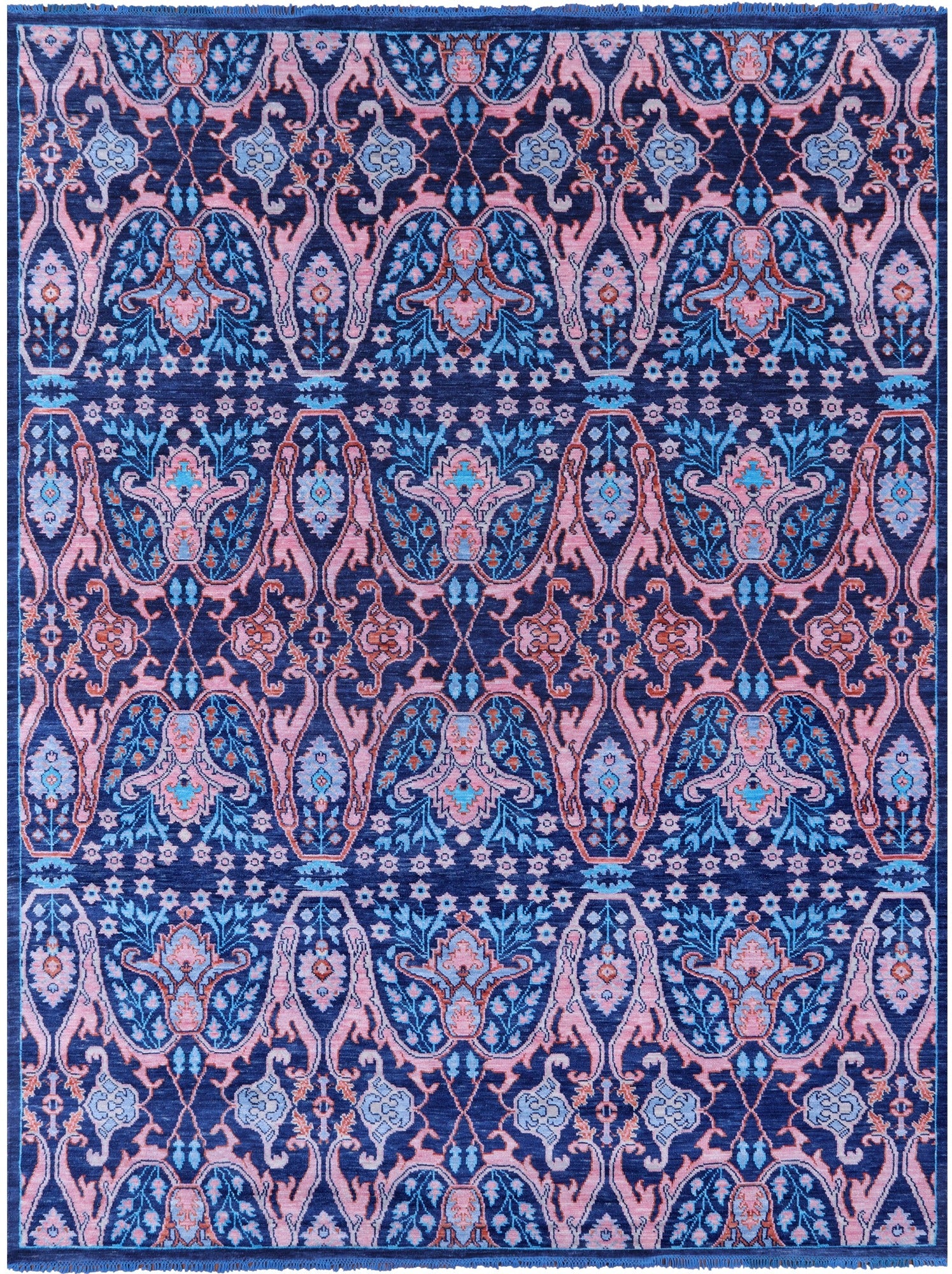 Blue Turkish Oushak Hand Knotted Wool Rug - 10' 5" X 14' 1" - Golden Nile