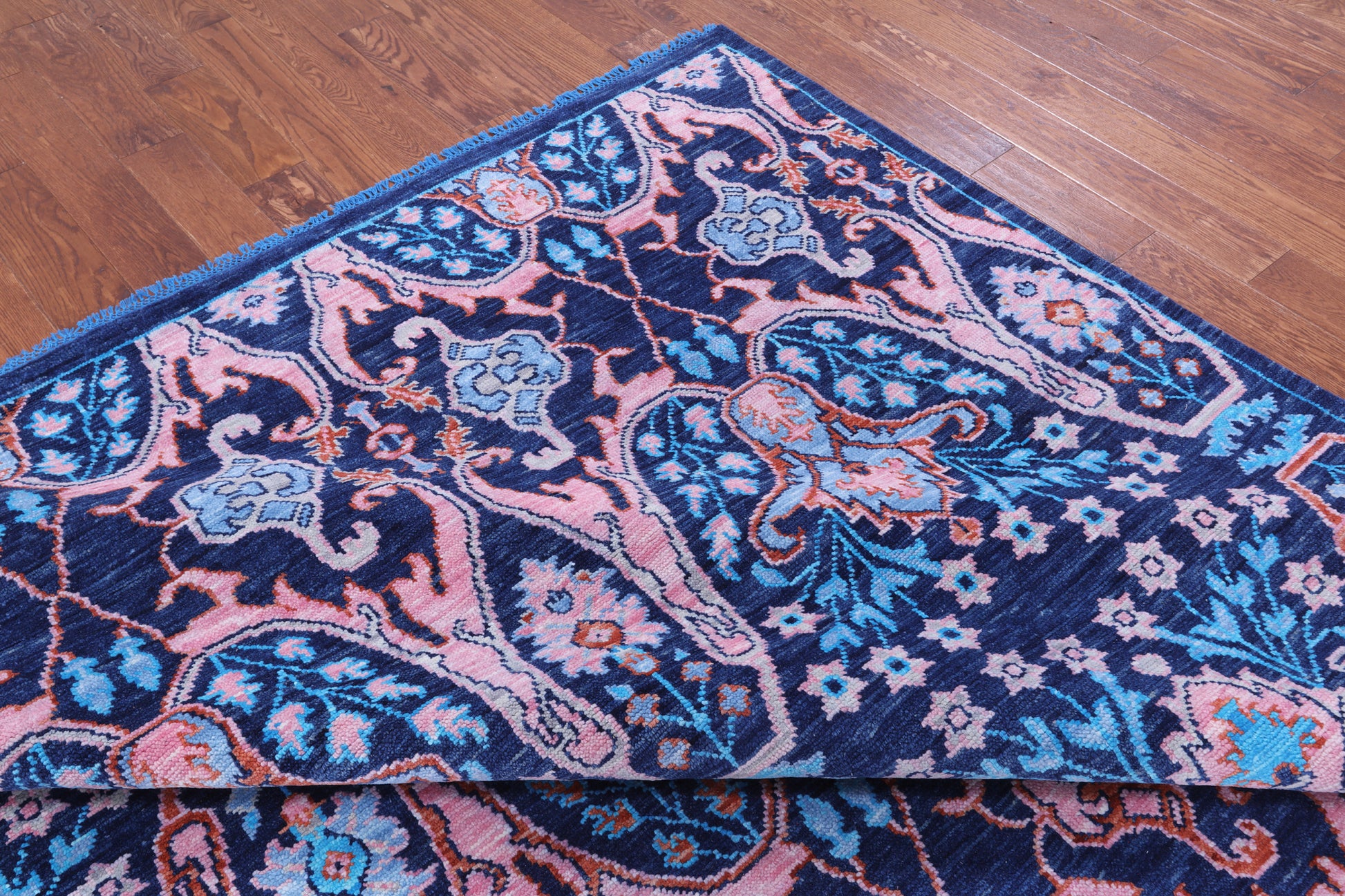 Blue Turkish Oushak Hand Knotted Wool Rug - 10' 5" X 14' 1" - Golden Nile
