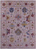 Pink Turkish Oushak Hand Knotted Wool Rug - 9' 1" X 12' 4" - Golden Nile