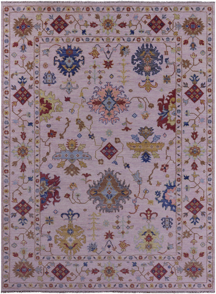 Pink Turkish Oushak Hand Knotted Wool Rug - 9' 1" X 12' 4" - Golden Nile