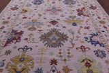 Pink Turkish Oushak Hand Knotted Wool Rug - 9' 1" X 12' 4" - Golden Nile