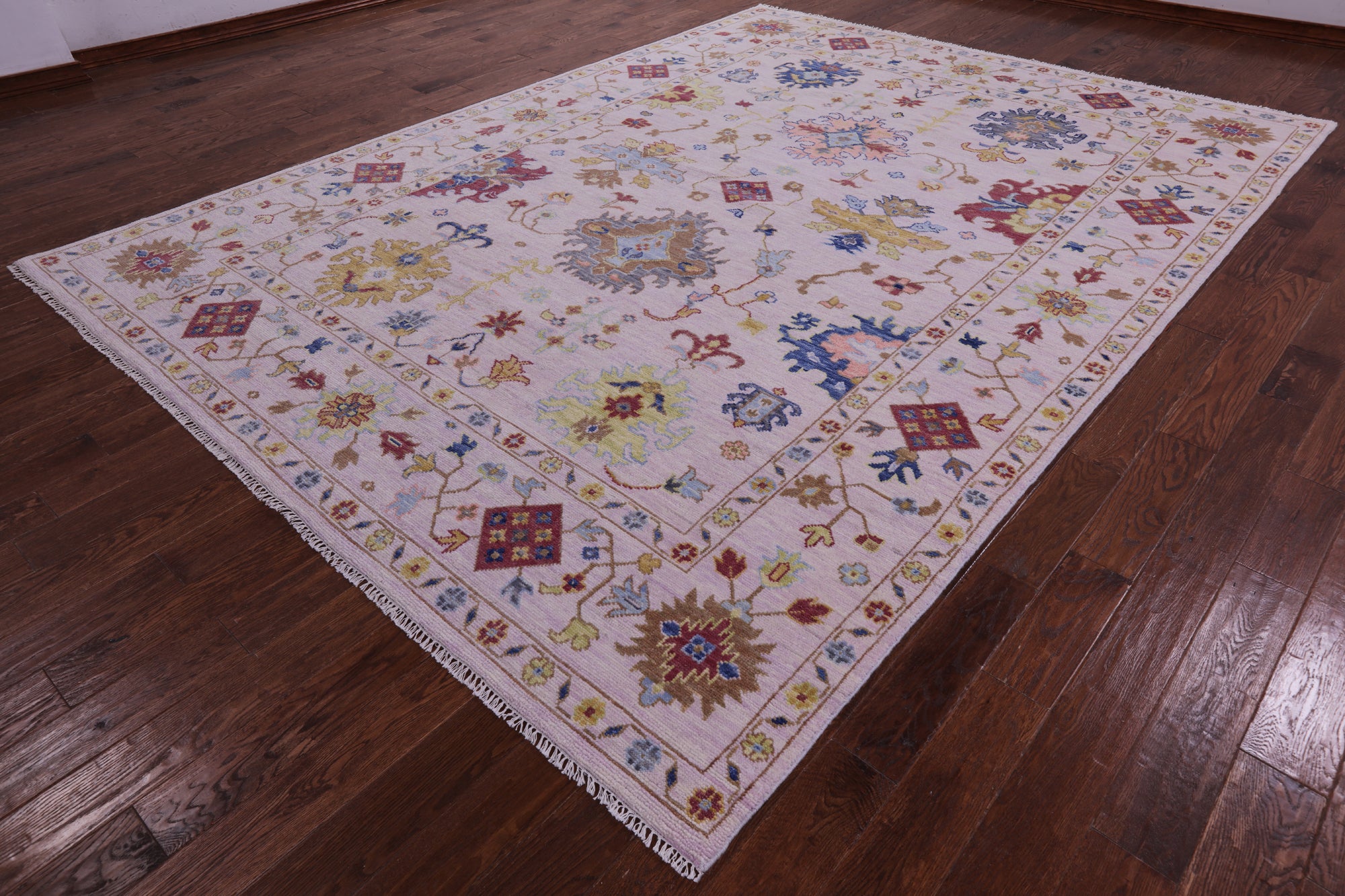 Pink Turkish Oushak Hand Knotted Wool Rug - 9' 1" X 12' 4" - Golden Nile