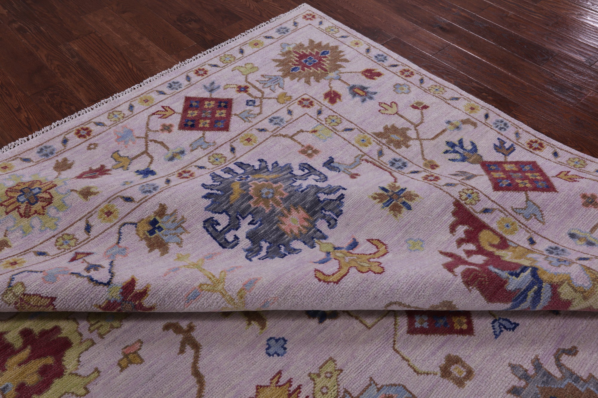 Pink Turkish Oushak Hand Knotted Wool Rug - 9' 1" X 12' 4" - Golden Nile