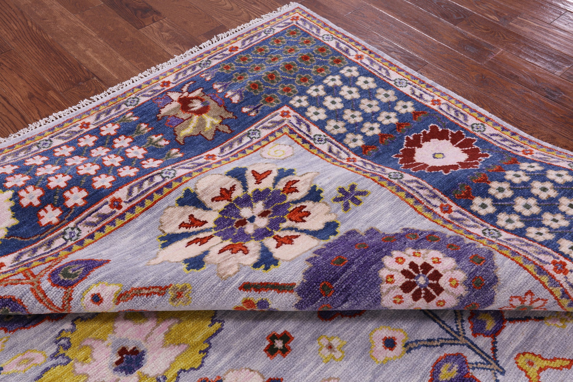 Grey Square Turkish Oushak Hand Knotted Wool Rug - 8' 11" X 9' 1" - Golden Nile