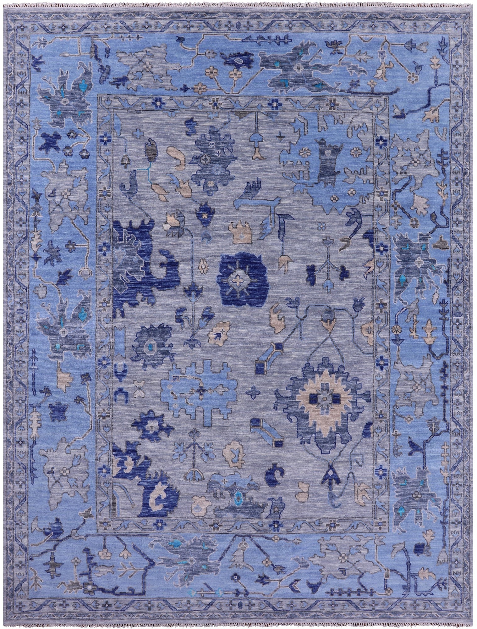 Grey Turkish Oushak Hand Knotted Wool Rug - 9' 0" X 11' 10" - Golden Nile
