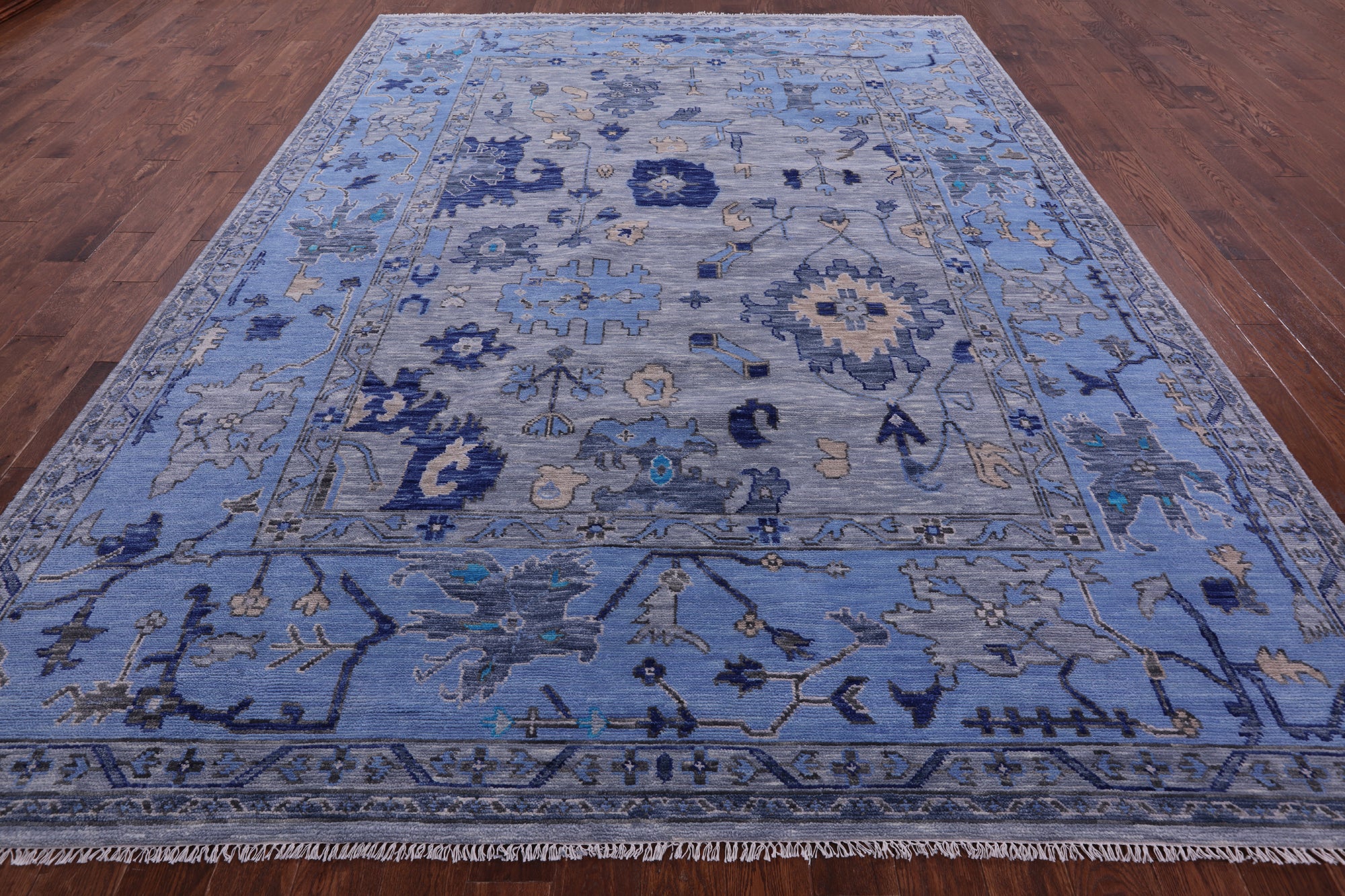 Grey Turkish Oushak Hand Knotted Wool Rug - 9' 0" X 11' 10" - Golden Nile