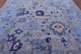 Grey Turkish Oushak Hand Knotted Wool Rug - 9' 0" X 11' 10" - Golden Nile