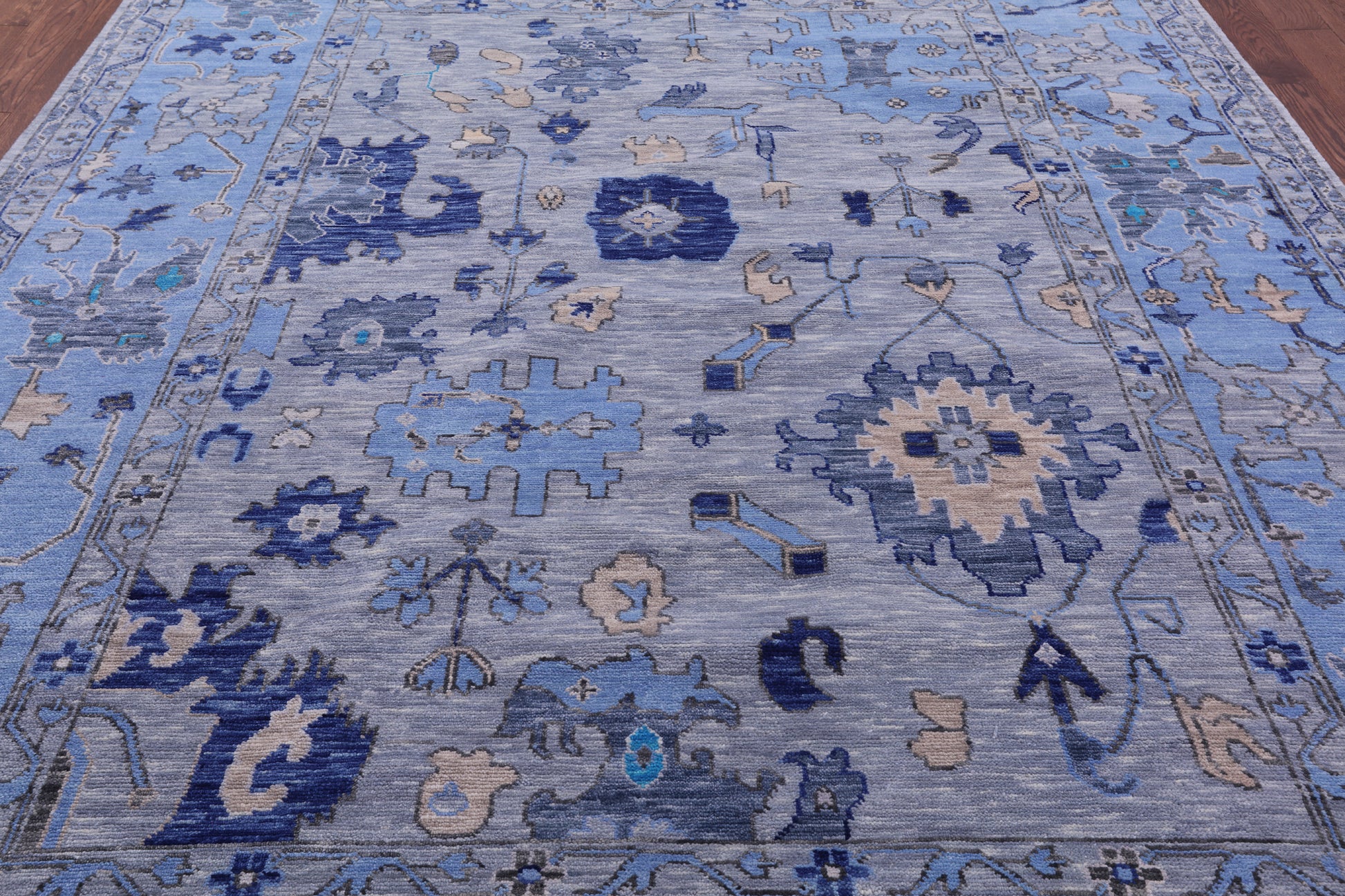 Grey Turkish Oushak Hand Knotted Wool Rug - 9' 0" X 11' 10" - Golden Nile