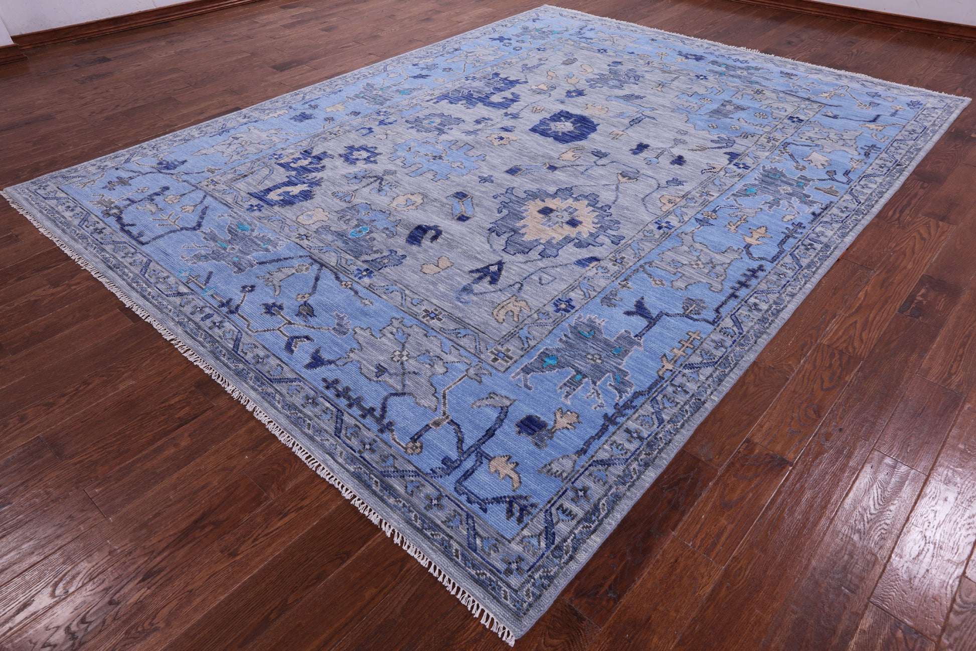 Grey Turkish Oushak Hand Knotted Wool Rug - 9' 0" X 11' 10" - Golden Nile