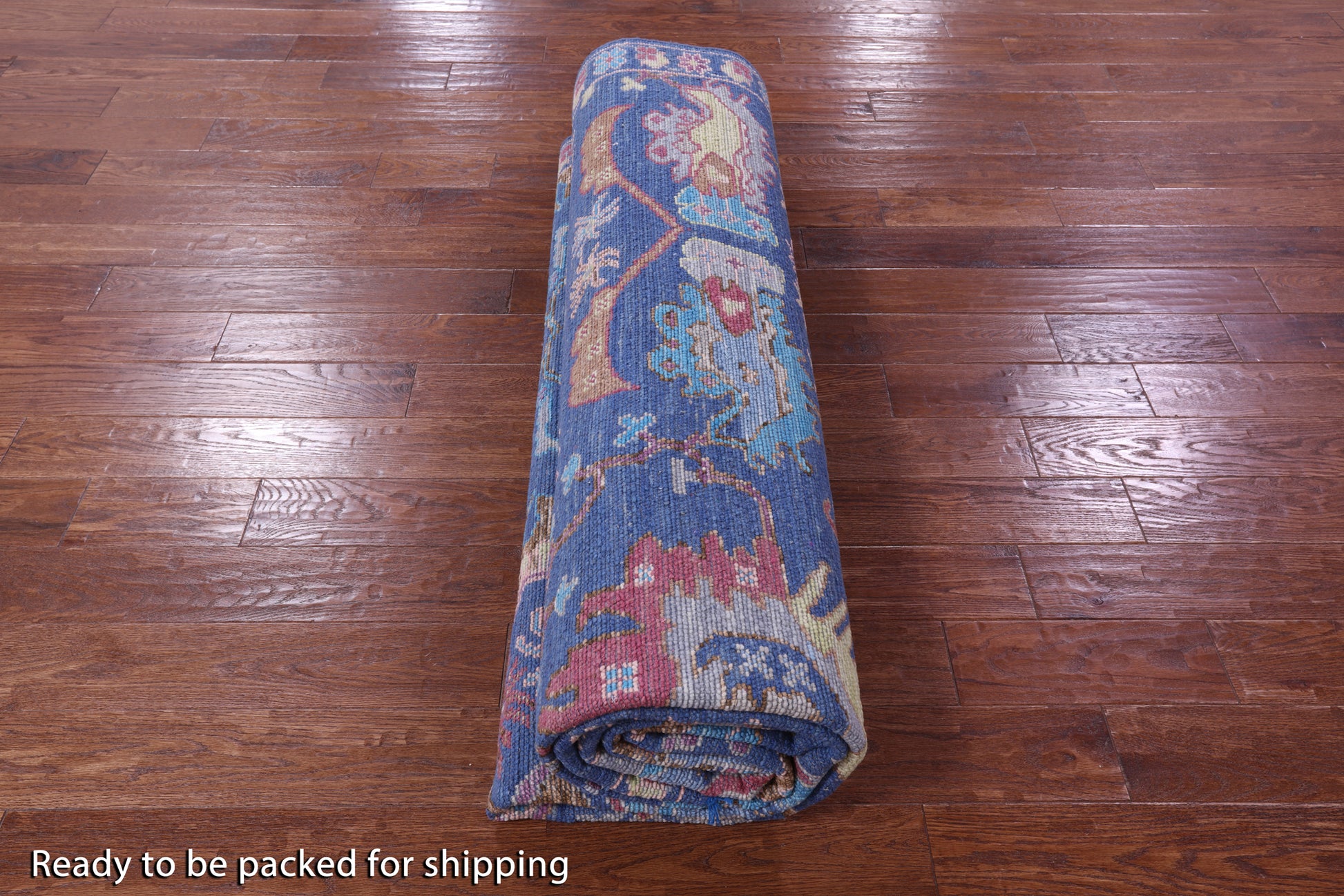 Blue Turkish Oushak Hand Knotted Wool Rug - 9' 1" X 12' 0" - Golden Nile