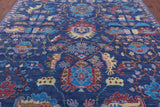 Blue Turkish Oushak Hand Knotted Wool Rug - 9' 1" X 12' 0" - Golden Nile