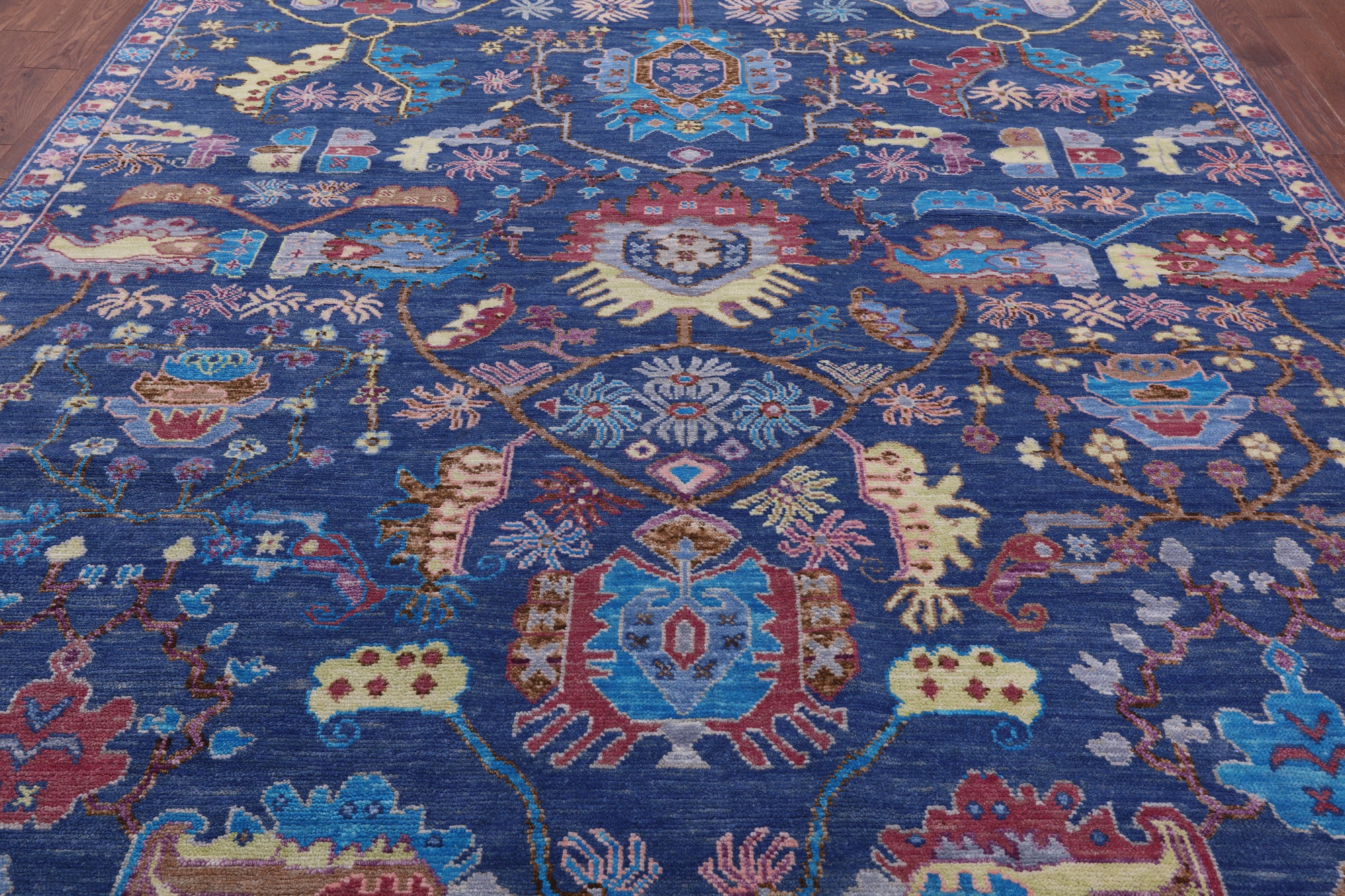 Blue Turkish Oushak Hand Knotted Wool Rug - 9' 1" X 12' 0" - Golden Nile
