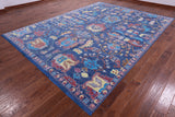 Blue Turkish Oushak Hand Knotted Wool Rug - 9' 1" X 12' 0" - Golden Nile