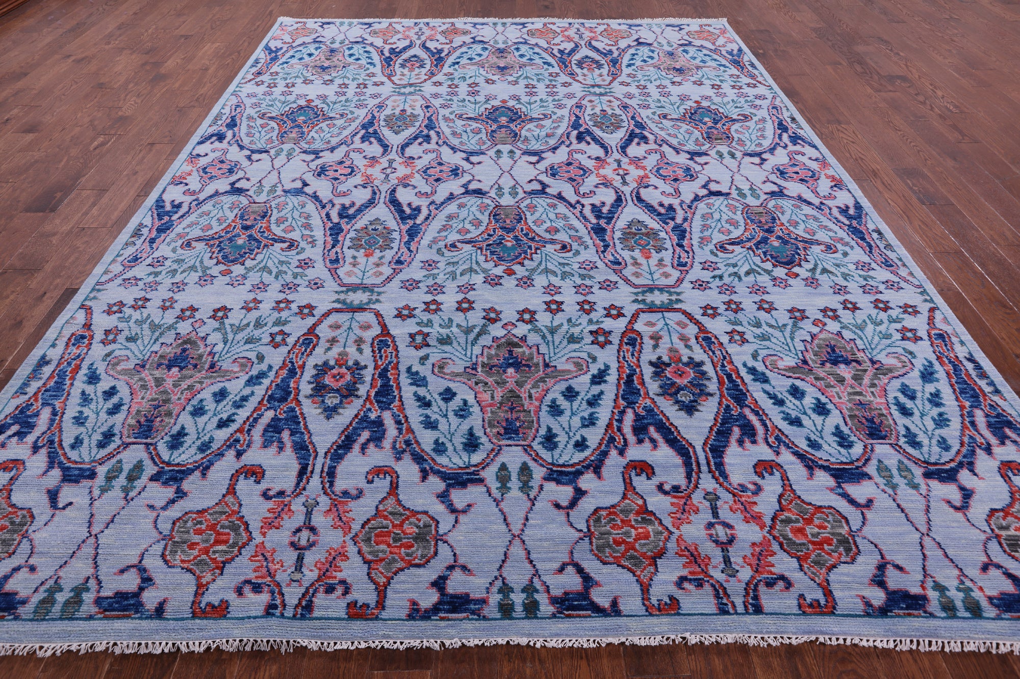 Blue Turkish Oushak Hand Knotted Wool Rug - 9' 2" X 12' 0" - Golden Nile