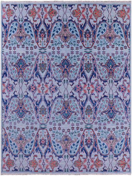Blue Turkish Oushak Hand Knotted Wool Rug - 9' 2" X 12' 0" - Golden Nile
