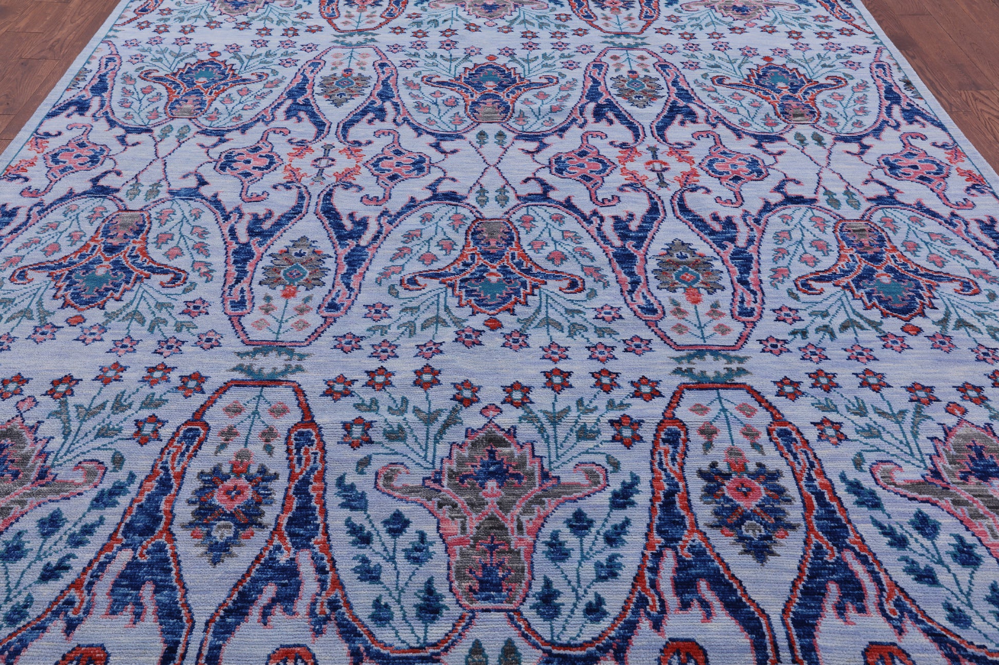 Blue Turkish Oushak Hand Knotted Wool Rug - 9' 2" X 12' 0" - Golden Nile