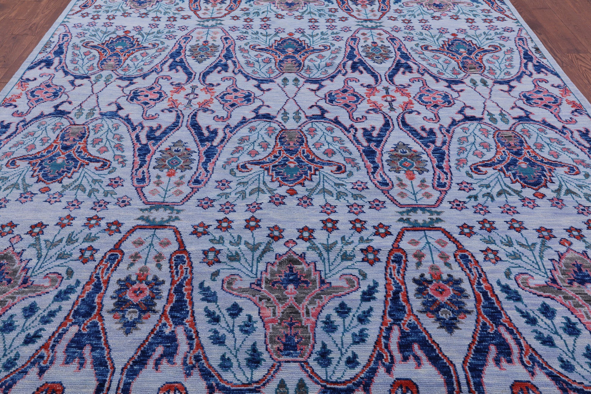 Blue Turkish Oushak Hand Knotted Wool Rug - 9' 2" X 12' 0" - Golden Nile