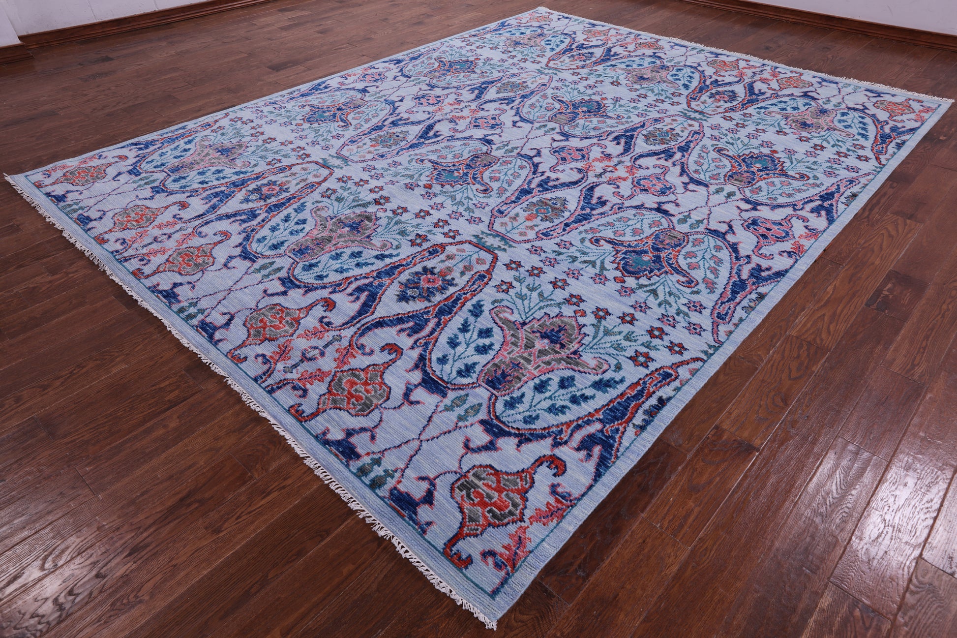 Blue Turkish Oushak Hand Knotted Wool Rug - 9' 2" X 12' 0" - Golden Nile