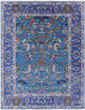 Blue Persian Fine Serapi Hand Knotted Wool Rug - 9' 1" X 11' 11" - Golden Nile