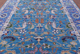 Blue Persian Fine Serapi Hand Knotted Wool Rug - 9' 1" X 11' 11" - Golden Nile