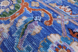 Blue Persian Fine Serapi Hand Knotted Wool Rug - 9' 1" X 11' 11" - Golden Nile