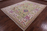 Green Turkish Oushak Hand Knotted Wool Rug - 8' 2" X 10' 3" - Golden Nile