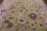 Green Turkish Oushak Hand Knotted Wool Rug - 8' 2" X 10' 3" - Golden Nile