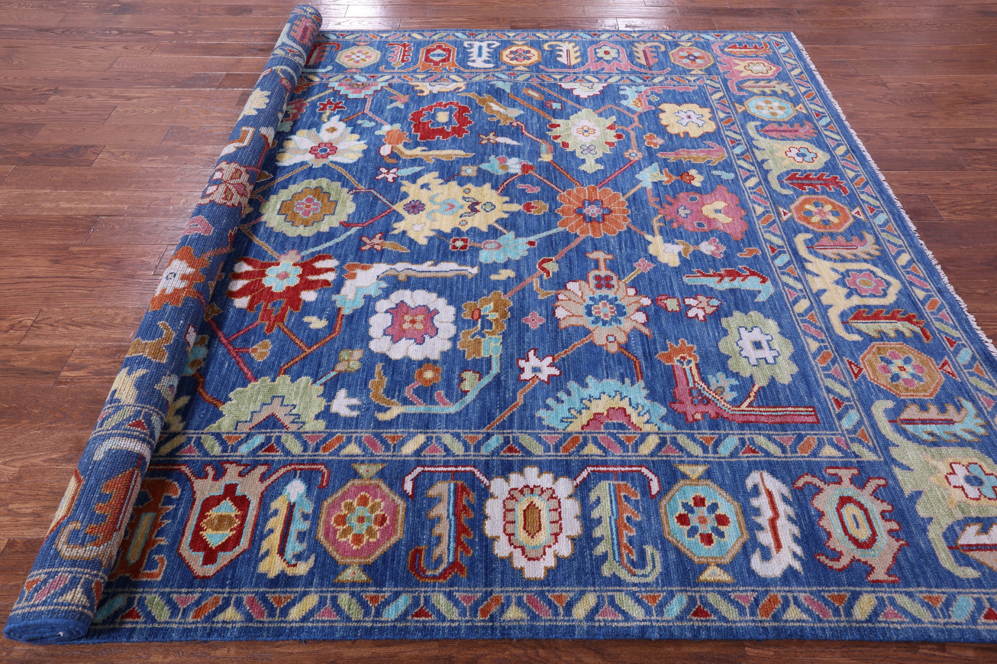 Blue Turkish Oushak Handmade Wool Rug - 8' 1" X 10' 0" - Golden Nile