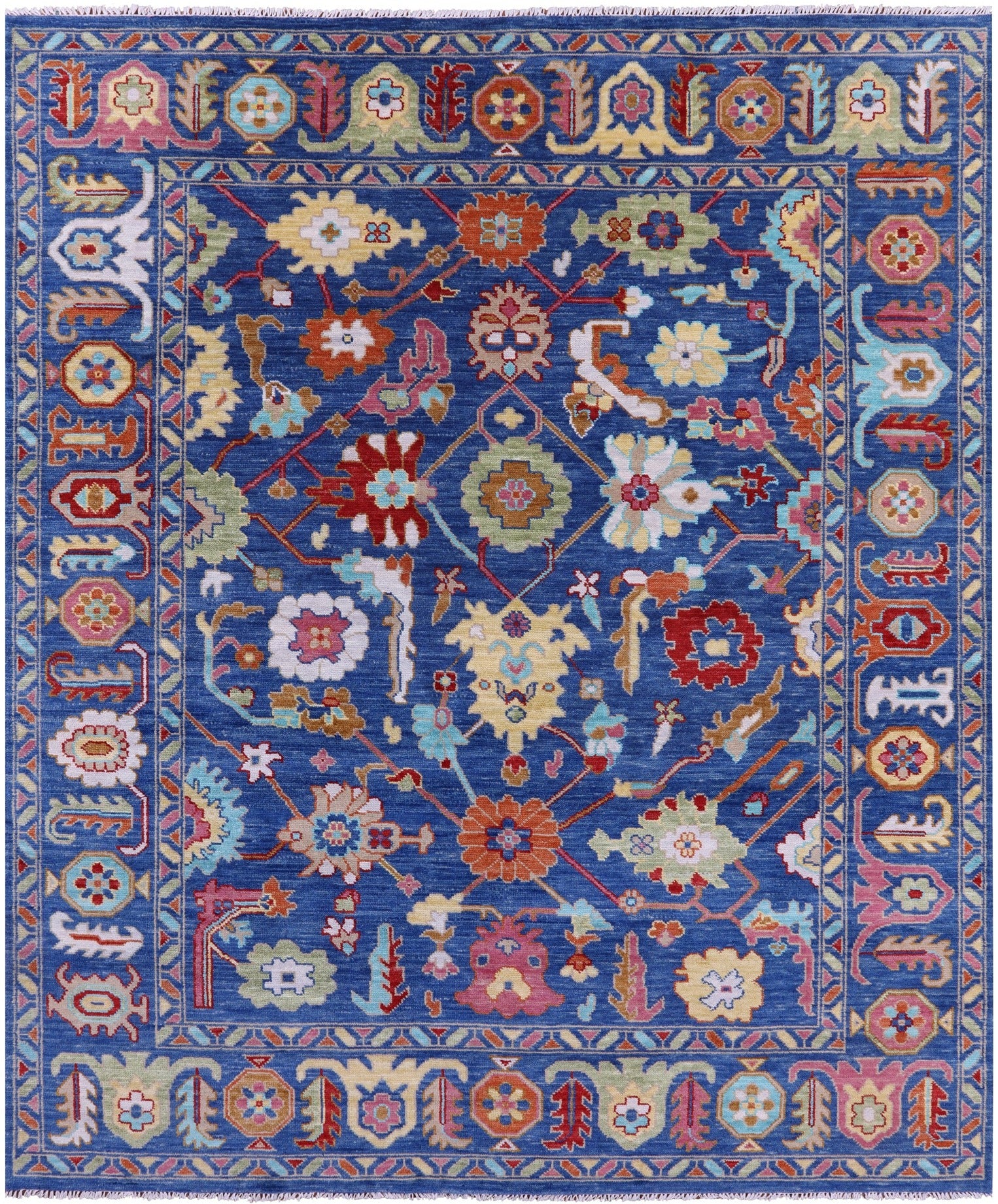 Blue Turkish Oushak Handmade Wool Rug - 8' 1" X 10' 0" - Golden Nile