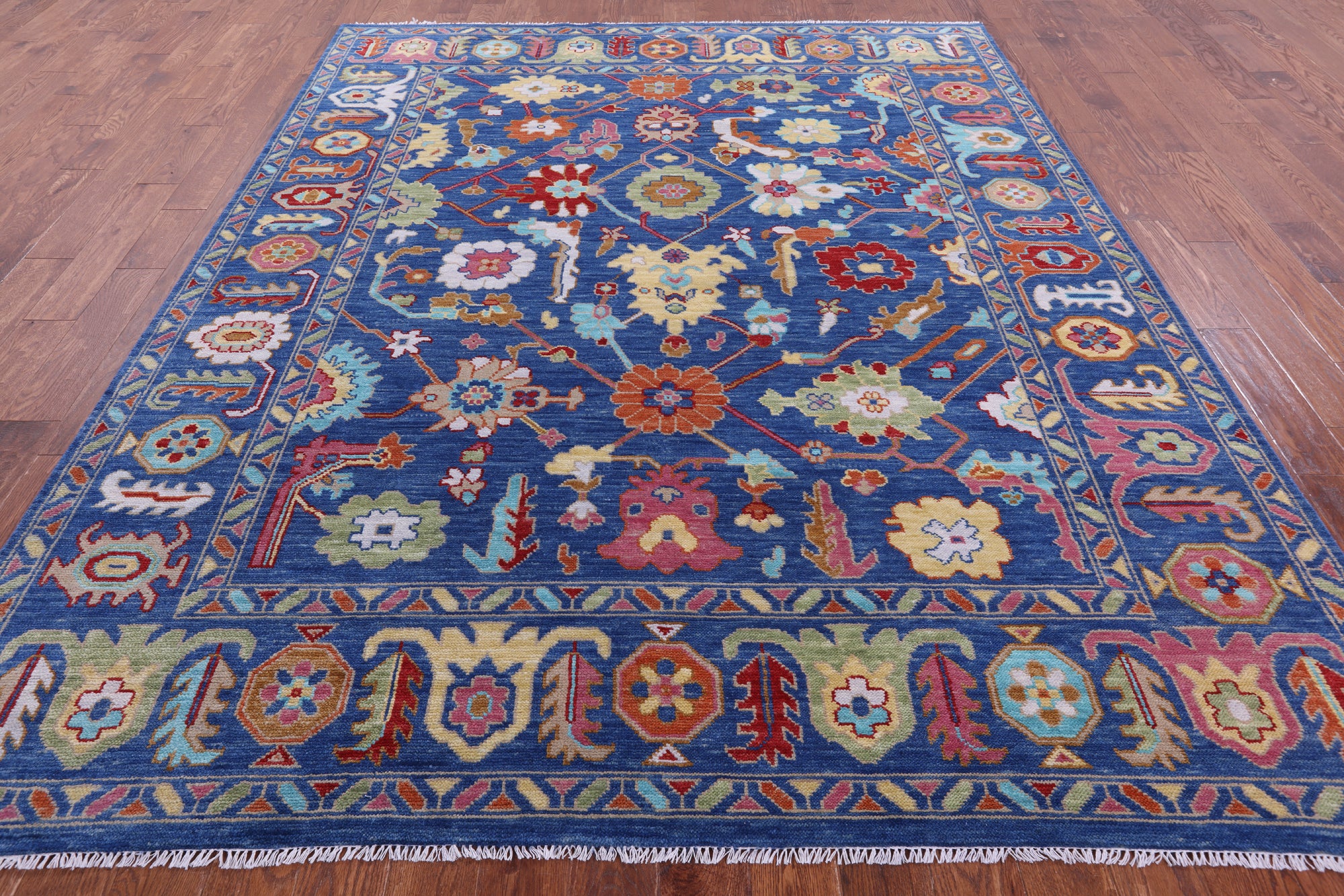 Blue Turkish Oushak Handmade Wool Rug - 8' 1" X 10' 0" - Golden Nile