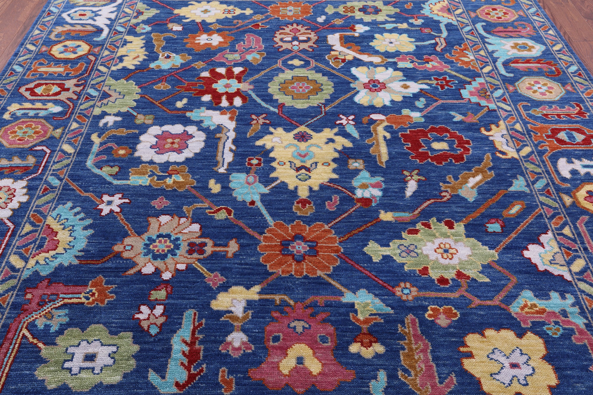 Blue Turkish Oushak Handmade Wool Rug - 8' 1" X 10' 0" - Golden Nile