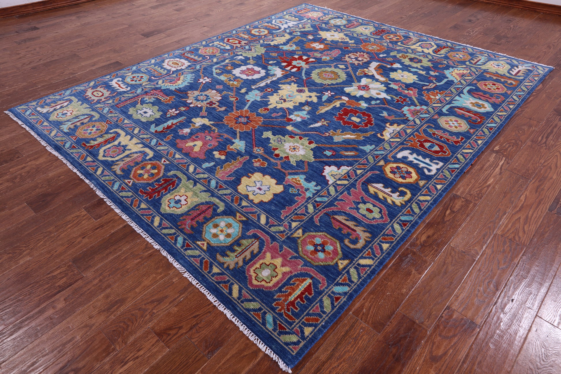 Blue Turkish Oushak Handmade Wool Rug - 8' 1" X 10' 0" - Golden Nile