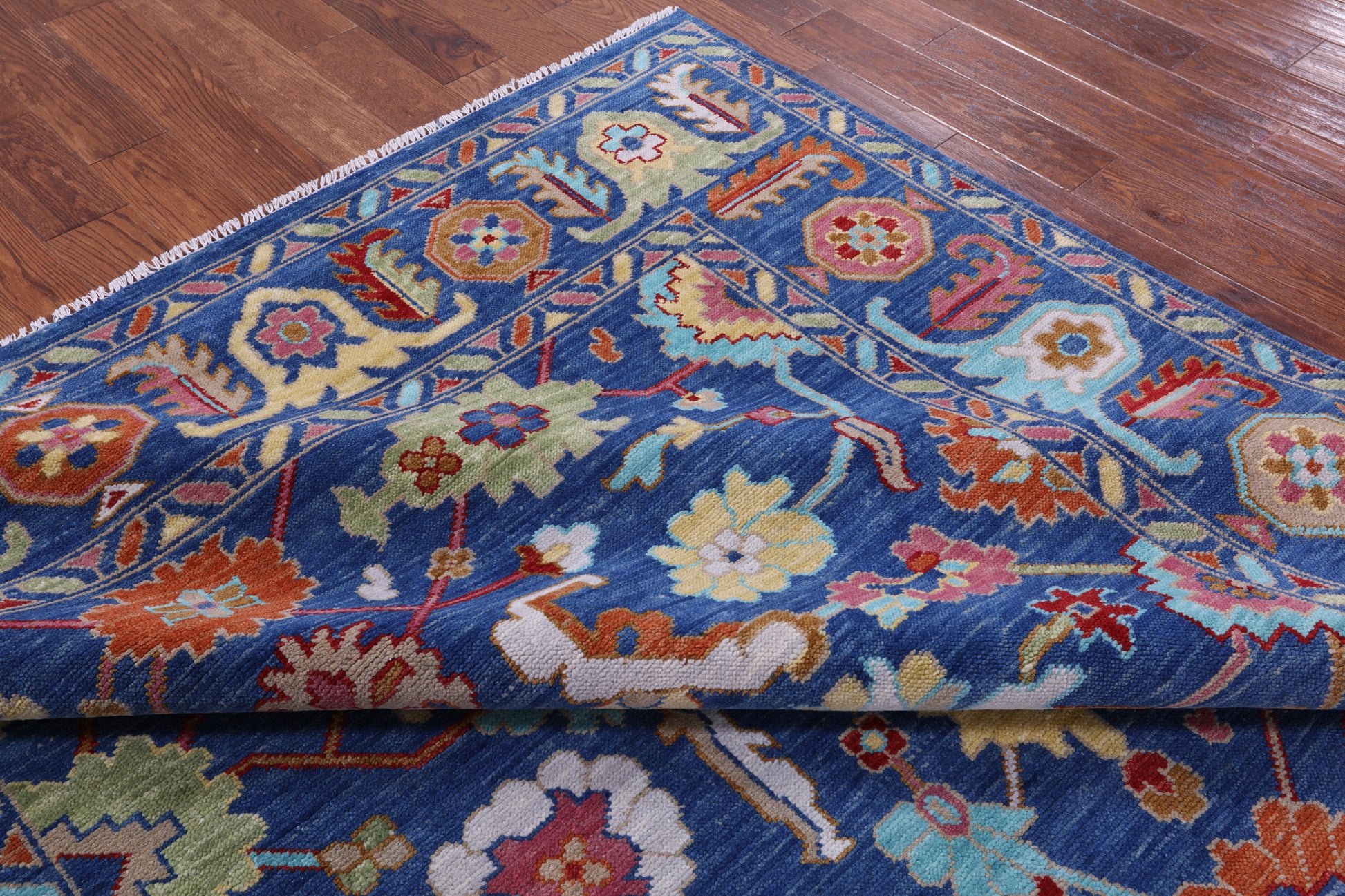 Blue Turkish Oushak Handmade Wool Rug - 8' 1" X 10' 0" - Golden Nile