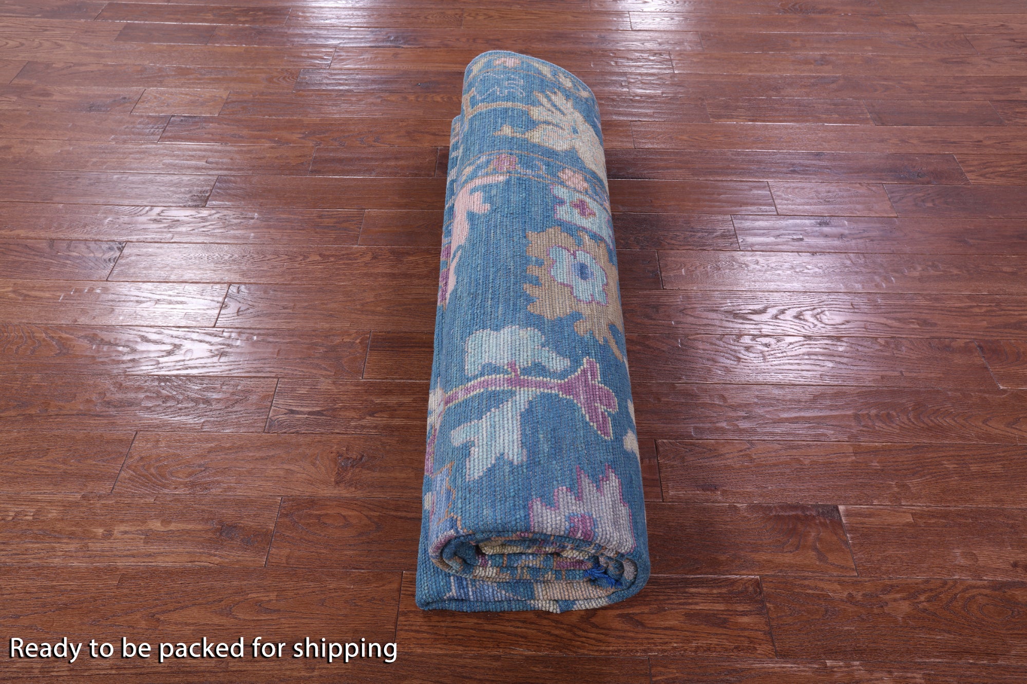 Blue Turkish Oushak Hand Knotted Wool Rug - 8' 0" X 10' 2" - Golden Nile