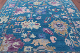 Blue Turkish Oushak Hand Knotted Wool Rug - 8' 0" X 10' 2" - Golden Nile