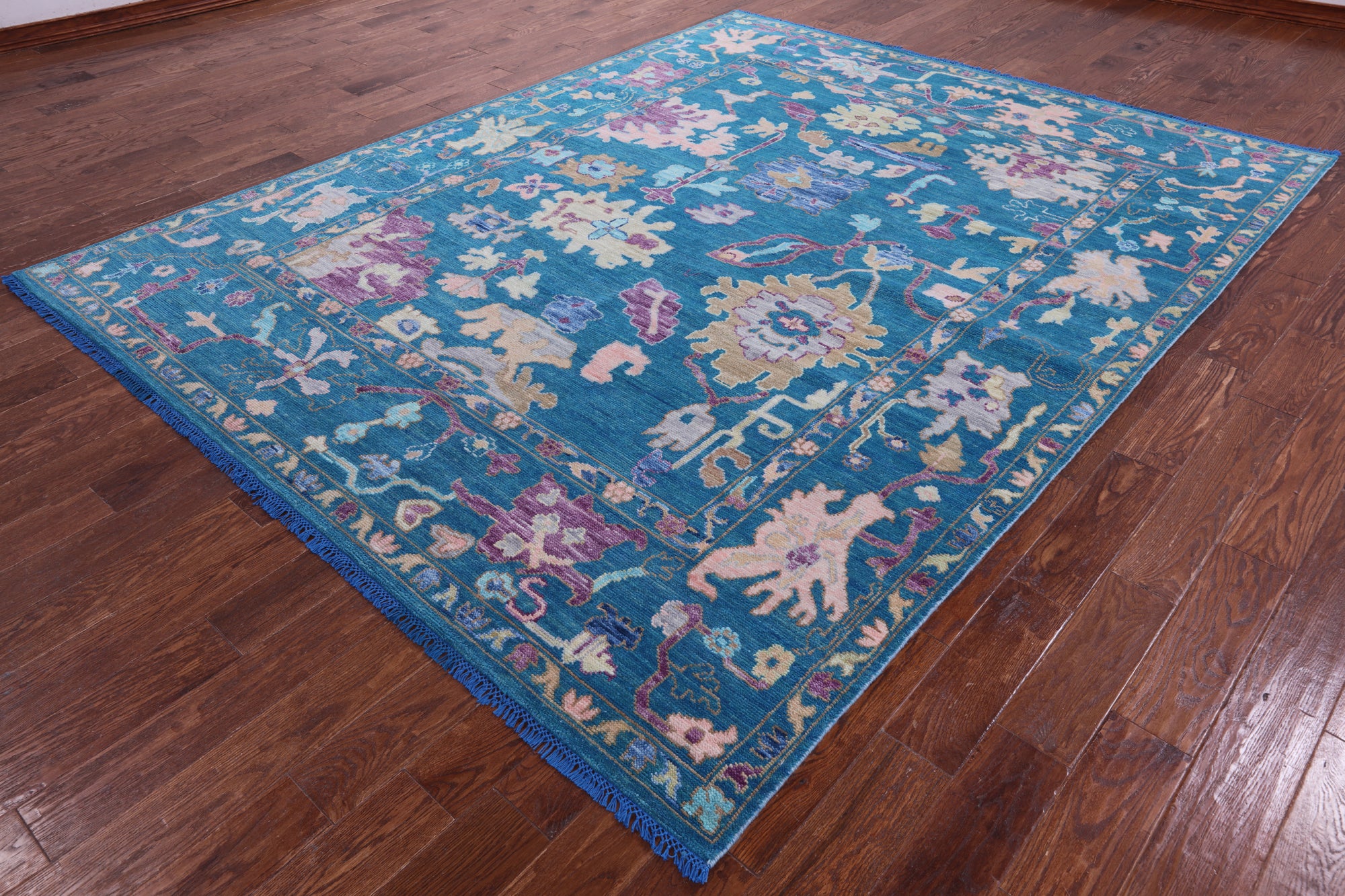 Blue Turkish Oushak Hand Knotted Wool Rug - 8' 0" X 10' 2" - Golden Nile