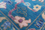 Blue Turkish Oushak Hand Knotted Wool Rug - 8' 0" X 10' 2" - Golden Nile
