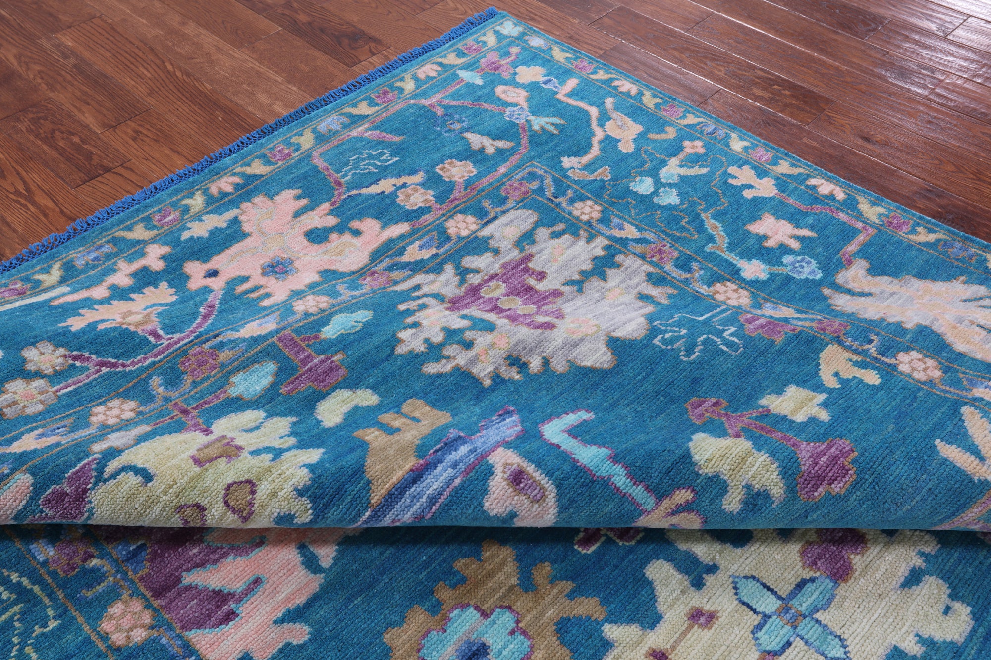Blue Turkish Oushak Hand Knotted Wool Rug - 8' 0" X 10' 2" - Golden Nile