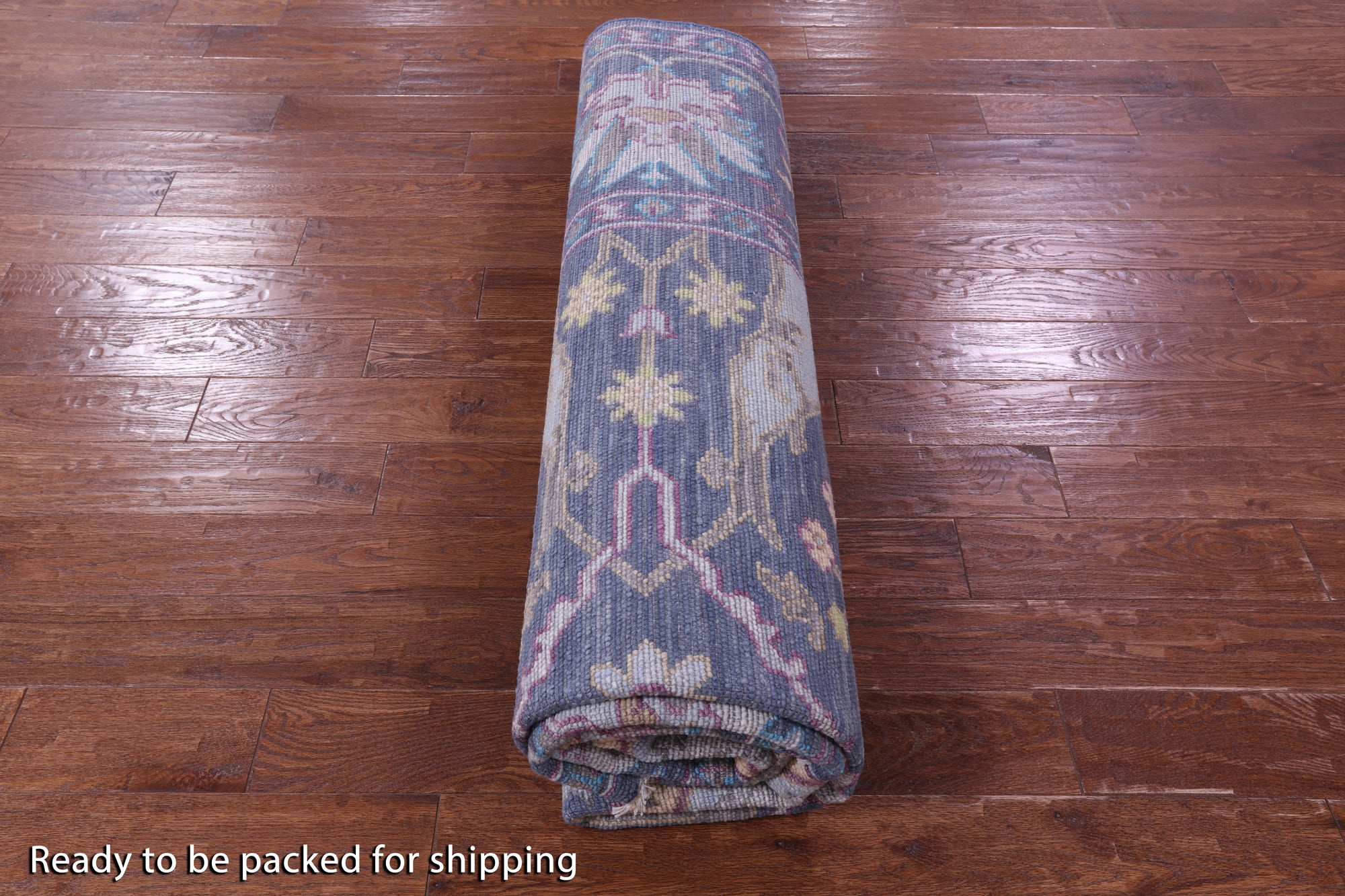 Blue Turkish Oushak Hand Knotted Wool Rug - 8' 2" X 10' 2" - Golden Nile