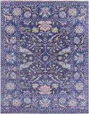 Blue Turkish Oushak Hand Knotted Wool Rug - 8' 2" X 10' 2" - Golden Nile