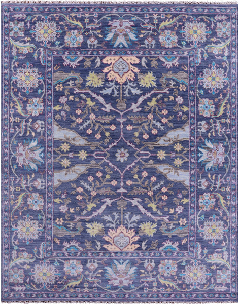 Blue Turkish Oushak Hand Knotted Wool Rug - 8' 2" X 10' 2" - Golden Nile