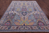 Blue Turkish Oushak Hand Knotted Wool Rug - 8' 0" X 9' 11" - Golden Nile