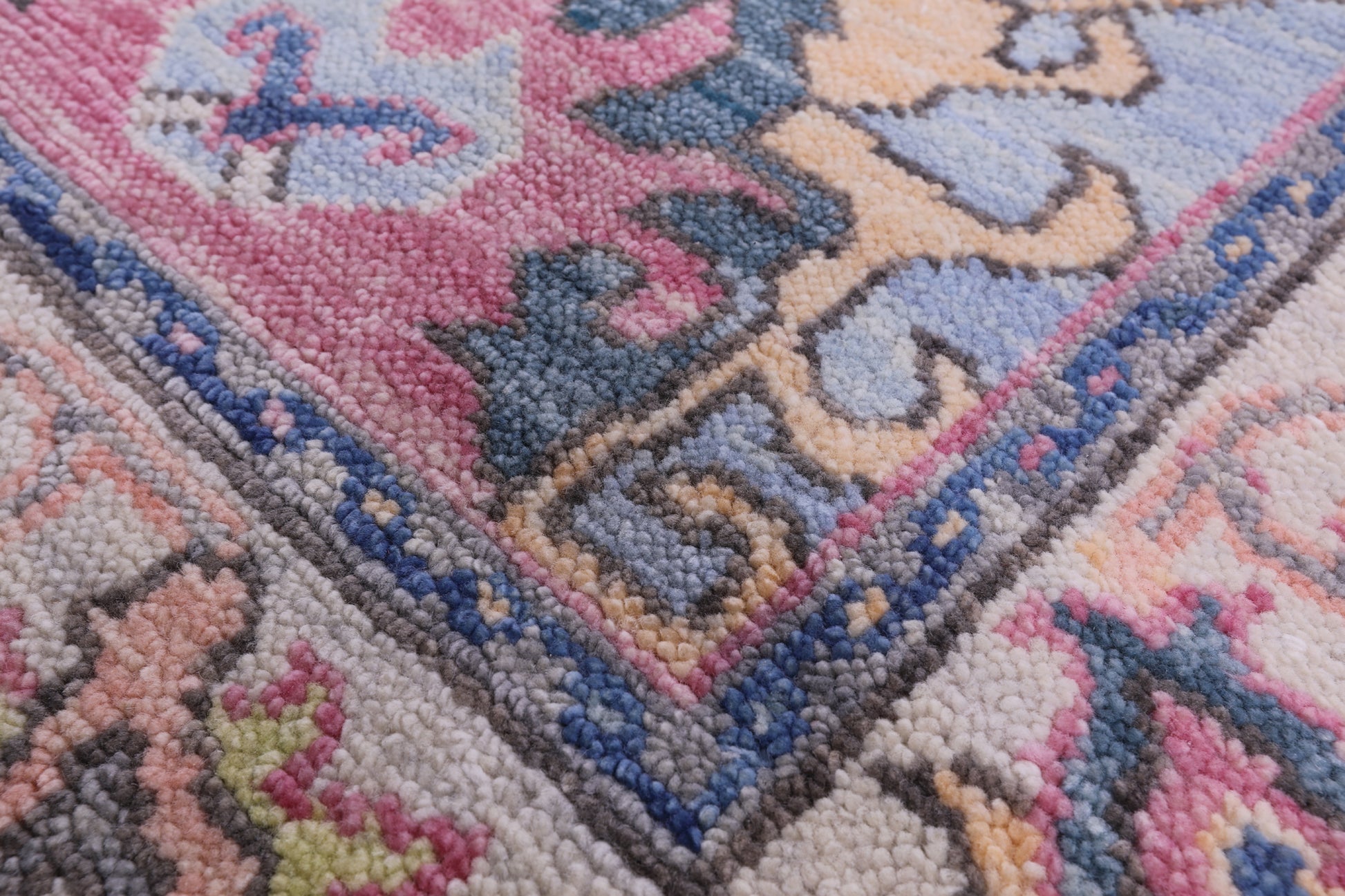 Blue Turkish Oushak Hand Knotted Wool Rug - 8' 0" X 9' 11" - Golden Nile
