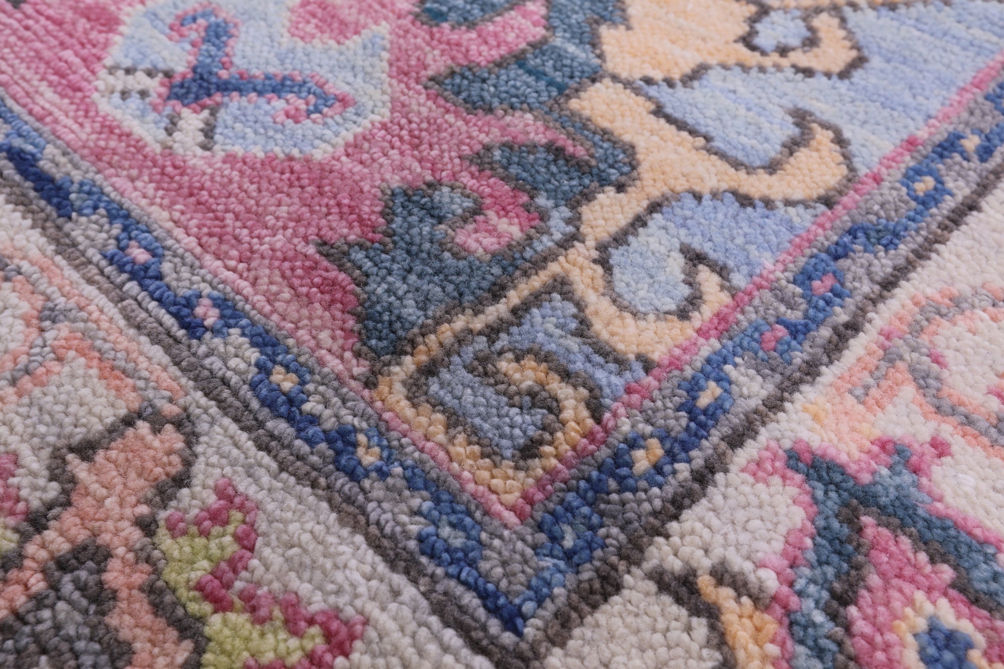 Blue Turkish Oushak Hand Knotted Wool Rug - 8' 0" X 9' 11" - Golden Nile